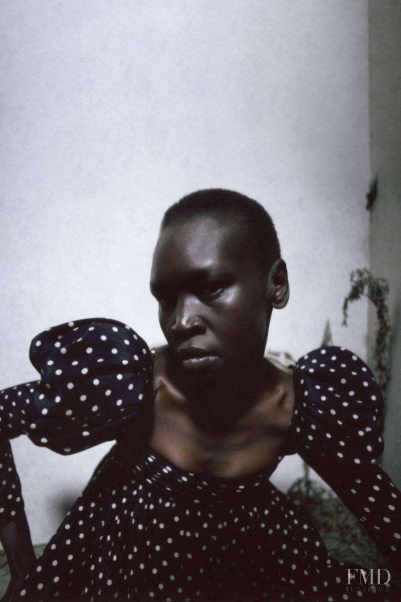 Alek Wek featured in  the Khaite lookbook for Spring/Summer 2021