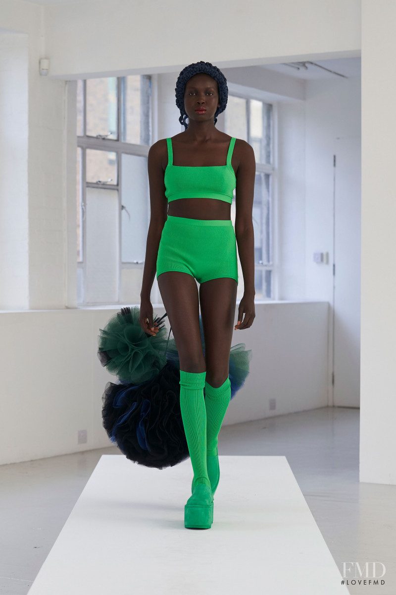 Ajok Madel featured in  the Molly Goddard lookbook for Spring/Summer 2021