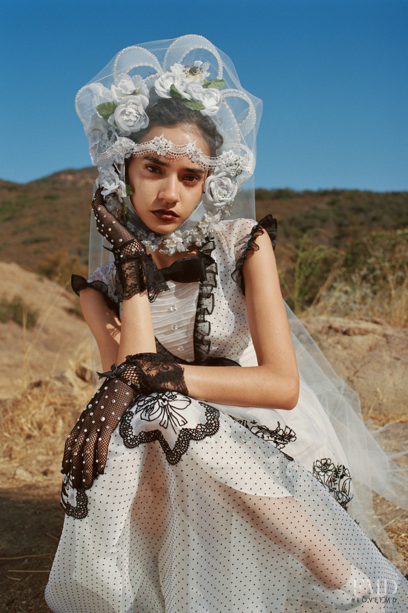 Fernanda Oliveira featured in  the Rodarte lookbook for Spring/Summer 2021