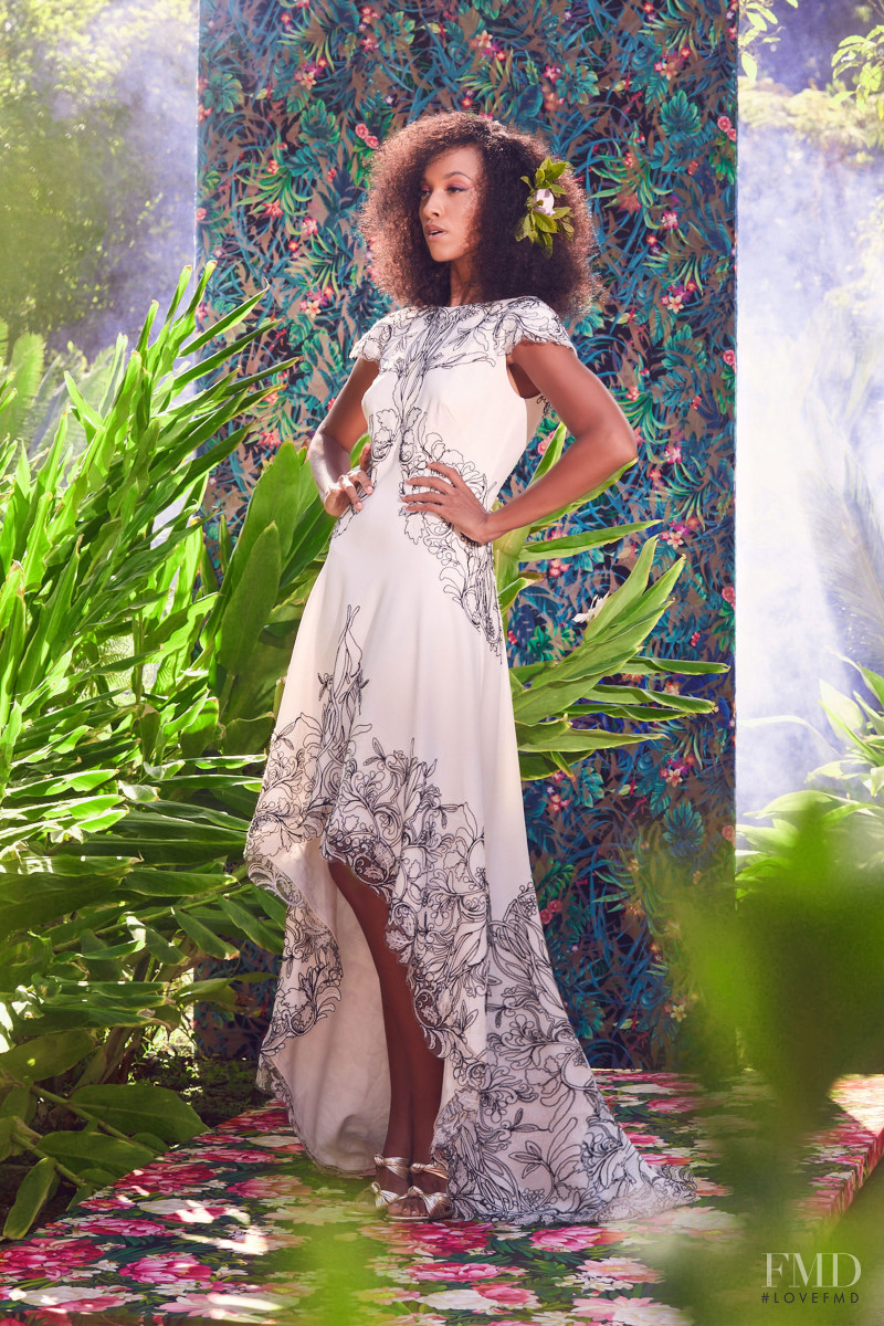 Arabelle Gregoire featured in  the Tadashi Shoji lookbook for Spring/Summer 2021