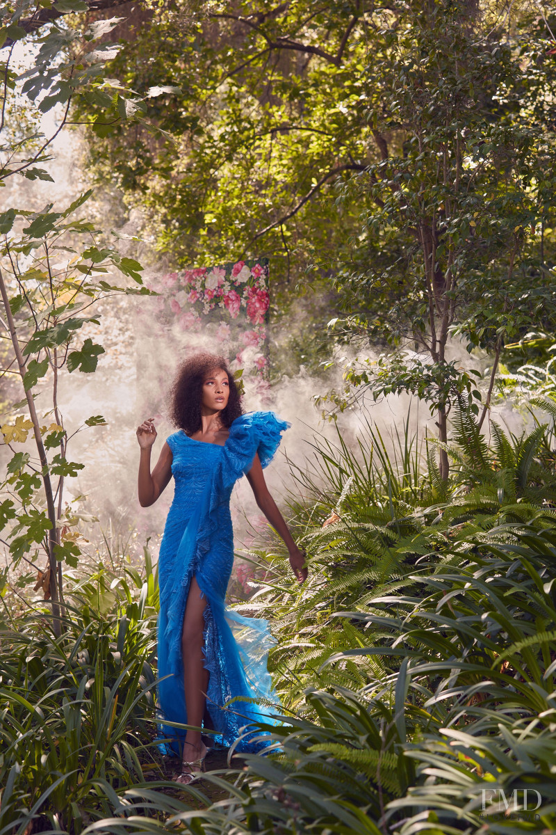 Arabelle Gregoire featured in  the Tadashi Shoji lookbook for Spring/Summer 2021