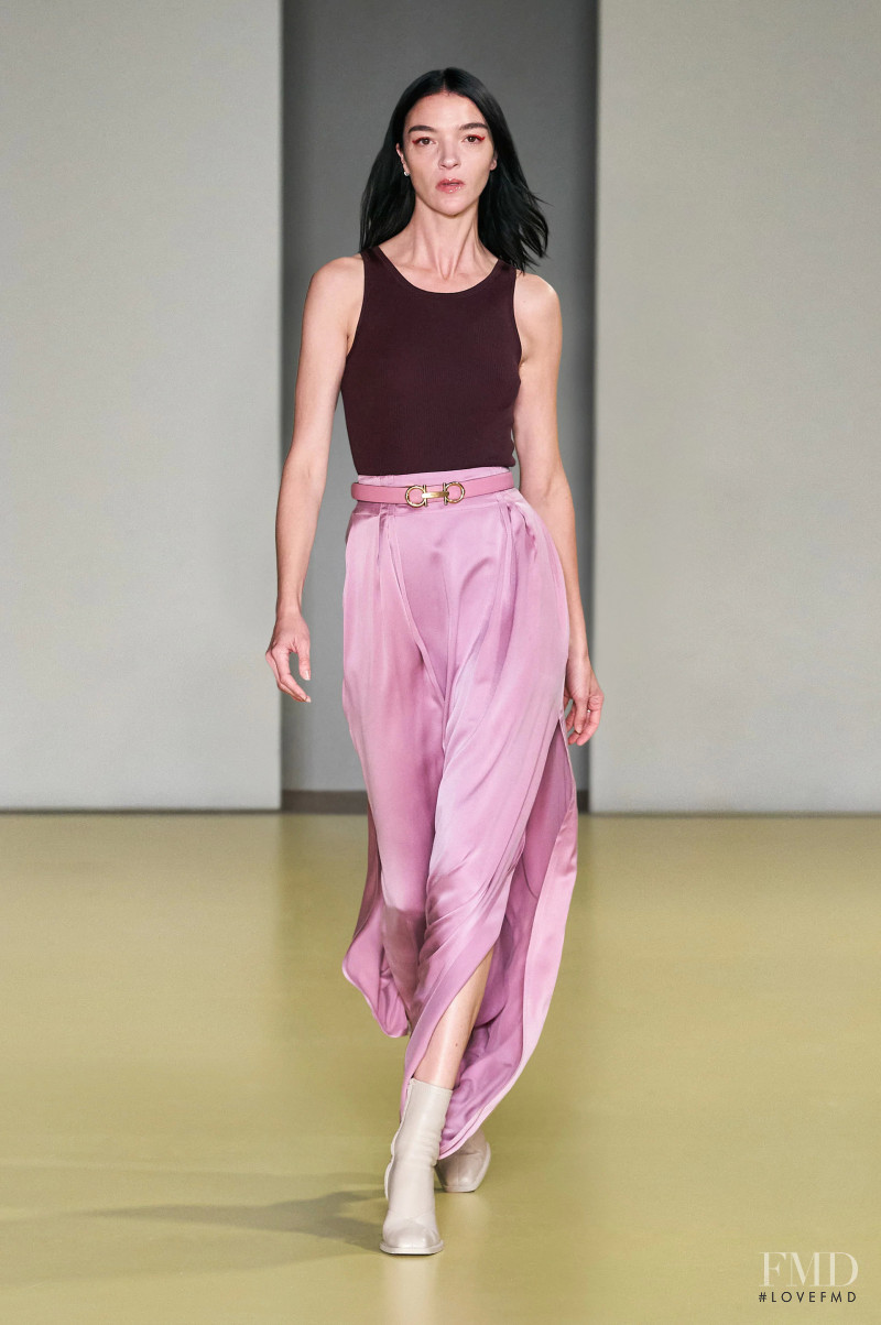 Mariacarla Boscono featured in  the Salvatore Ferragamo fashion show for Spring/Summer 2021