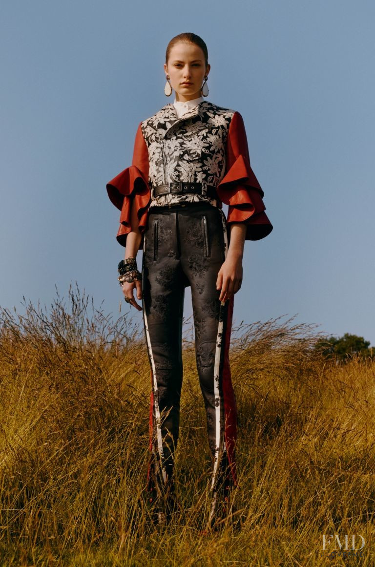 Felice Noordhoff featured in  the Alexander McQueen lookbook for Pre-Spring 2019