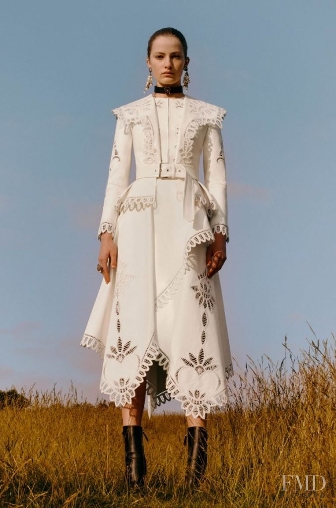 Felice Noordhoff featured in  the Alexander McQueen lookbook for Pre-Spring 2019