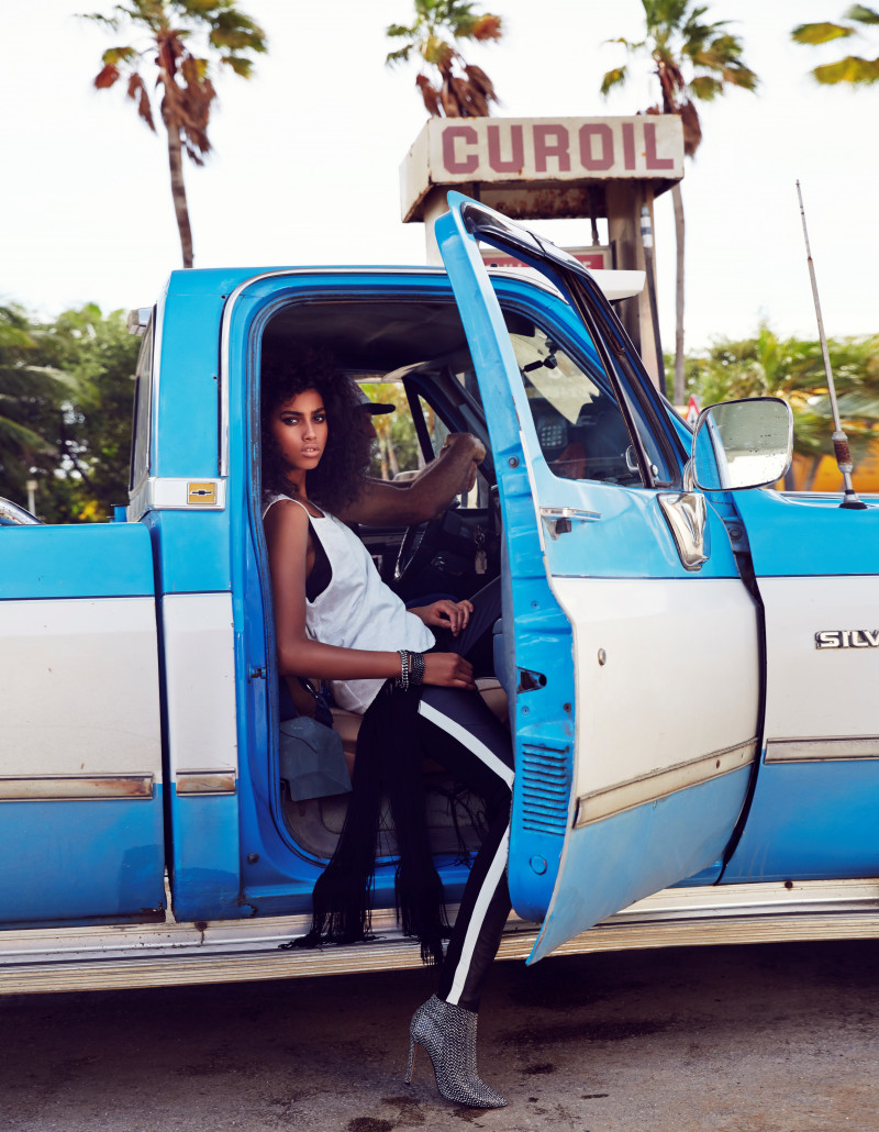 Imaan Hammam featured in  the SuperTrash advertisement for Spring/Summer 2015