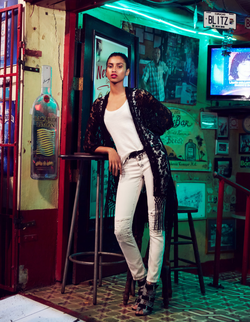Imaan Hammam featured in  the SuperTrash advertisement for Spring/Summer 2015