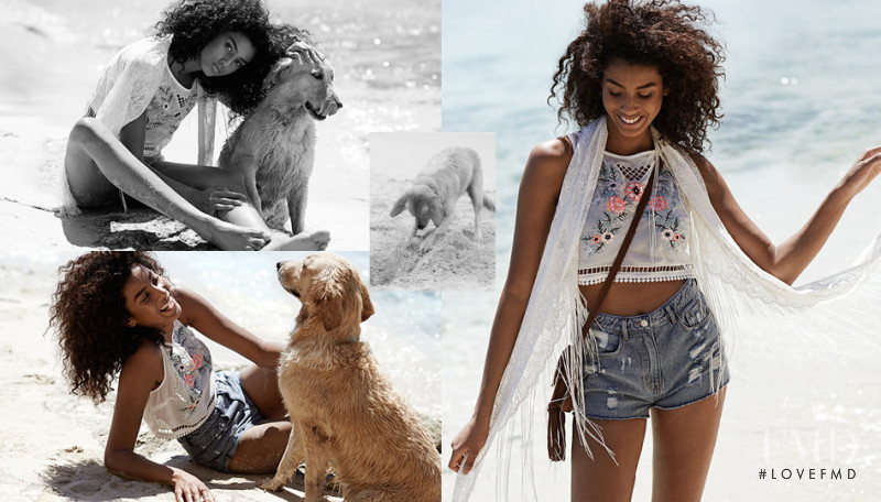 Imaan Hammam featured in  the H&M Forever Bohemian lookbook for Summer 2015