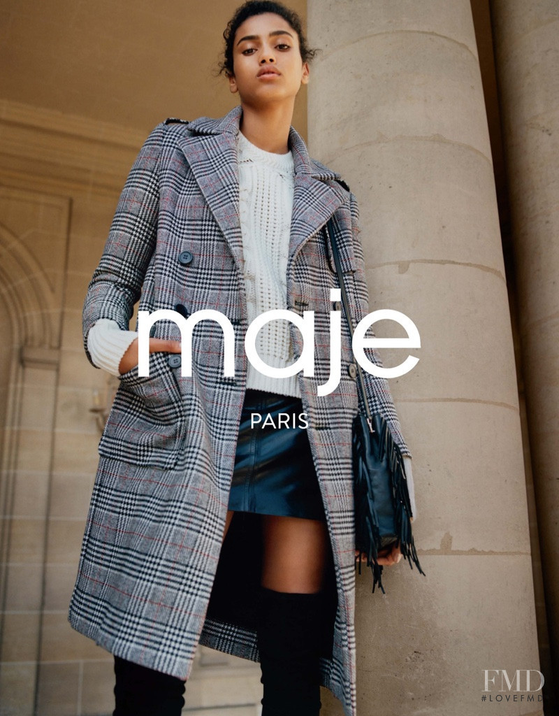 Imaan Hammam featured in  the Maje advertisement for Autumn/Winter 2016