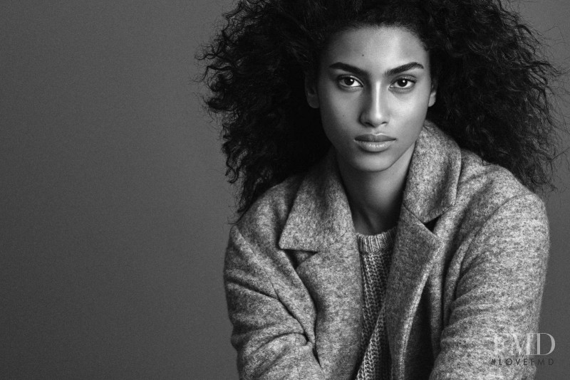 Imaan Hammam featured in  the Maje advertisement for Autumn/Winter 2016