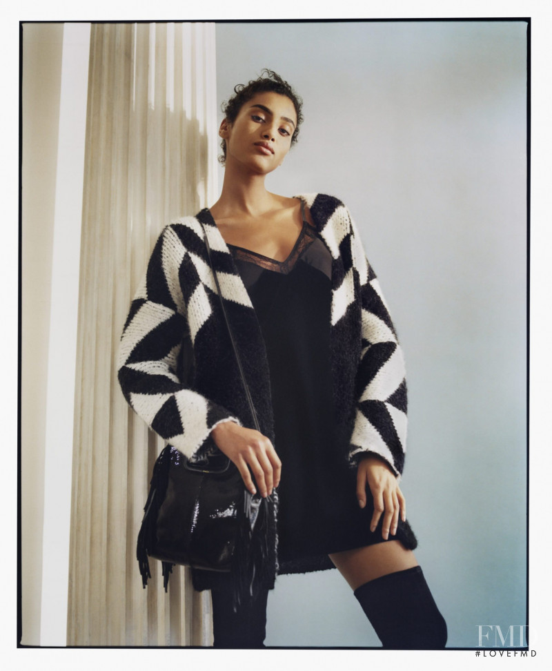 Imaan Hammam featured in  the Maje advertisement for Autumn/Winter 2016