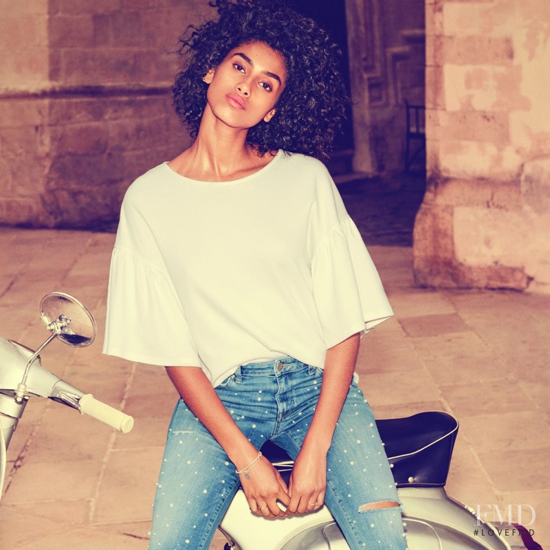 Imaan Hammam featured in  the H&M lookbook for Summer 2017