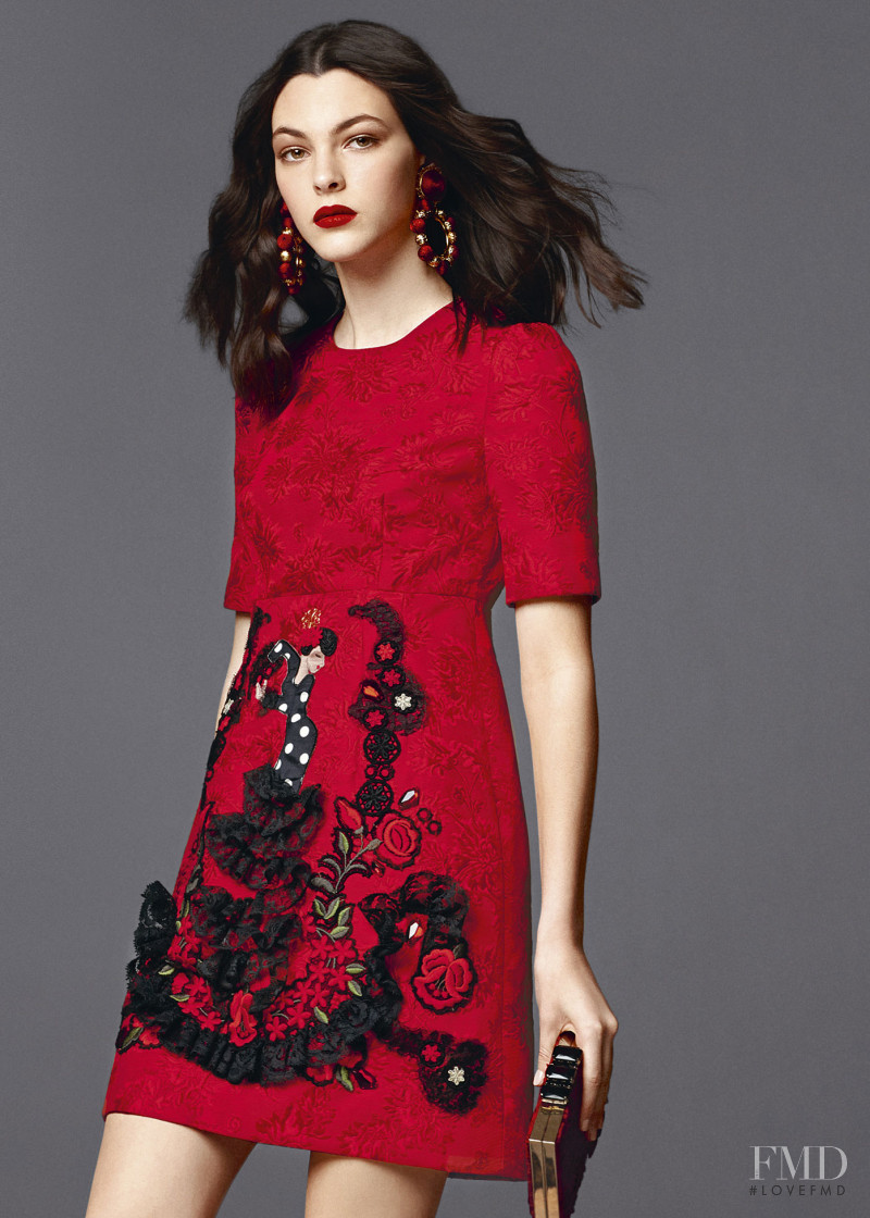 Vittoria Ceretti featured in  the Dolce & Gabbana lookbook for Holiday 2015