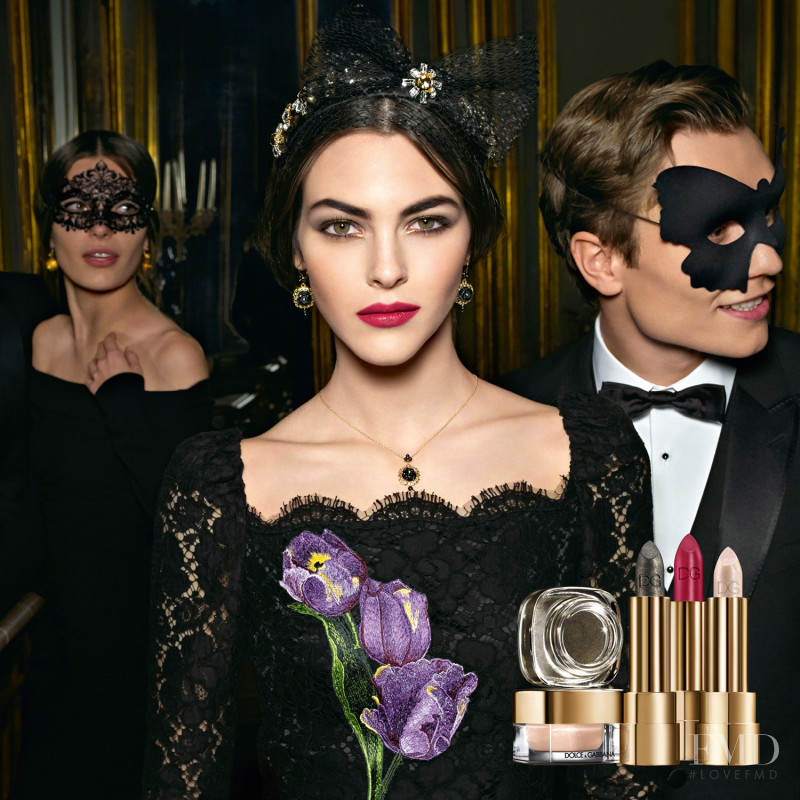 Vittoria Ceretti featured in  the Dolce & Gabbana Beauty lookbook for Holiday 2016