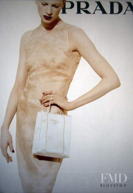 Kristen McMenamy featured in  the Prada advertisement for Autumn/Winter 1995