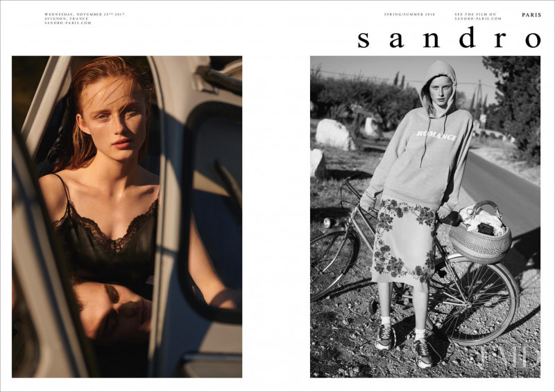 Rianne Van Rompaey featured in  the Sandro advertisement for Spring/Summer 2018