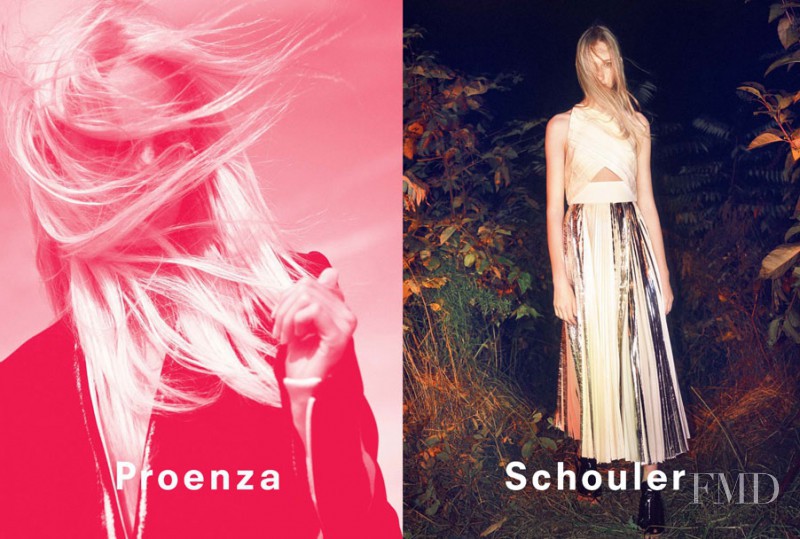 Charlotte Lindvig featured in  the Proenza Schouler advertisement for Spring/Summer 2014