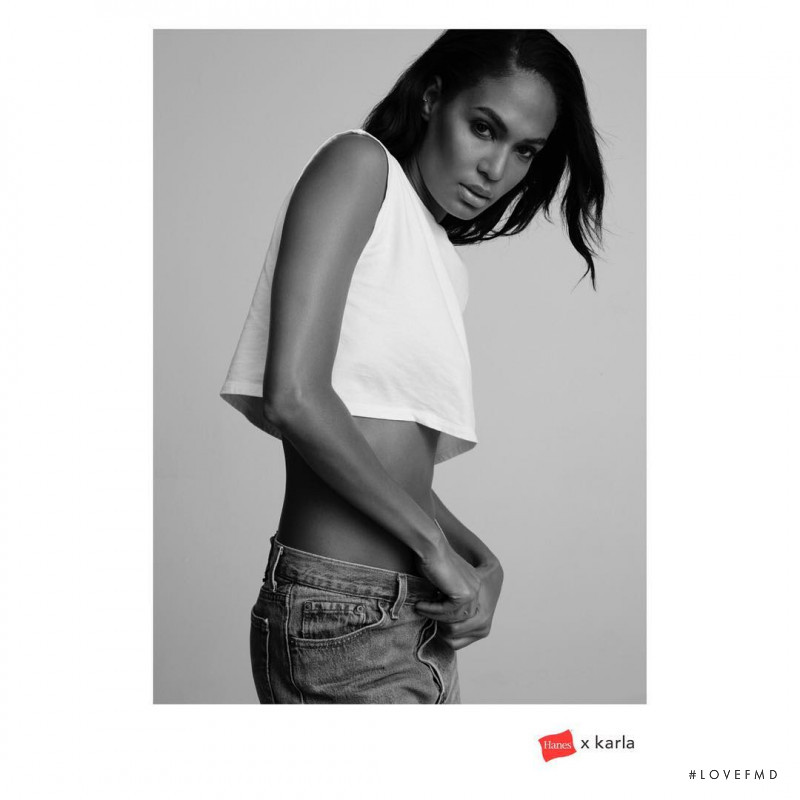 Joan Smalls featured in  the Hanes x Karla advertisement for Autumn/Winter 2017