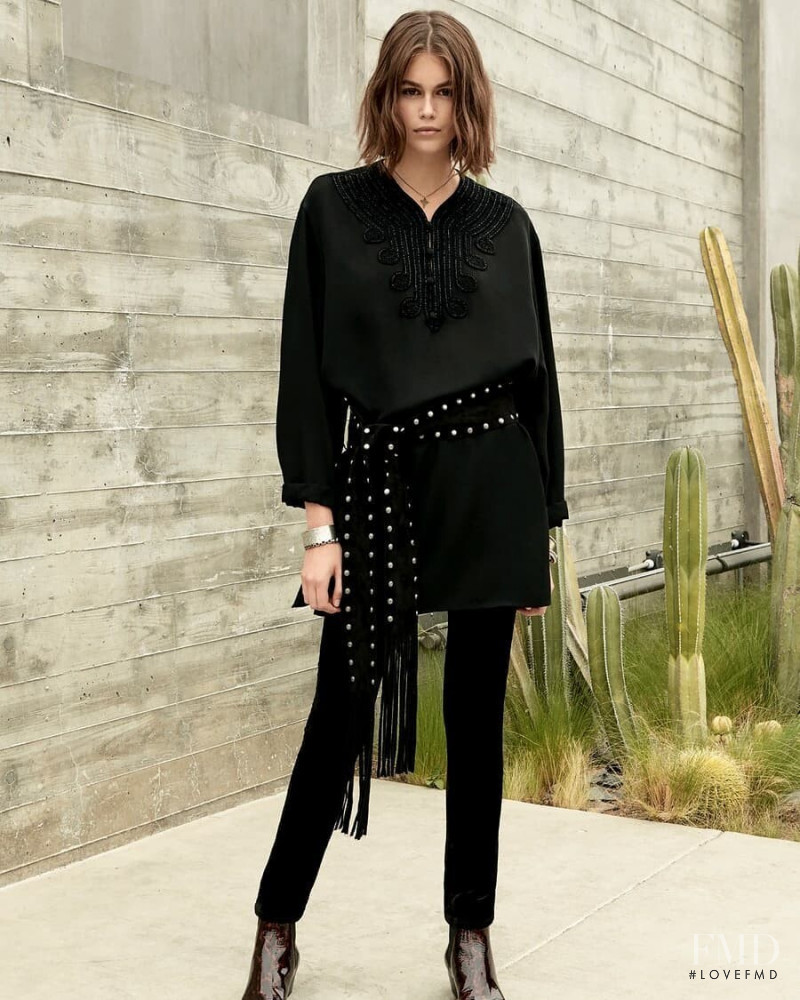 Kaia Gerber featured in  the Saint Laurent lookbook for Resort 2020