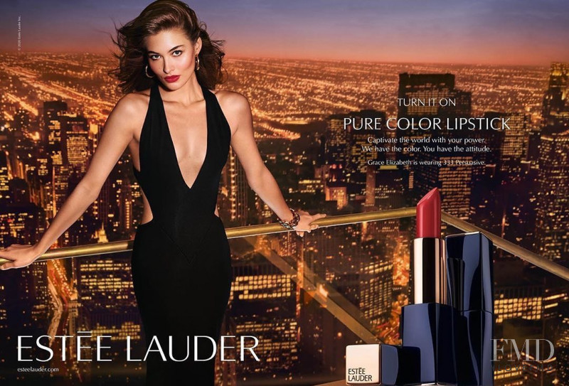 Grace Elizabeth featured in  the Estée Lauder Pure Color Lipstick advertisement for Fall 2020