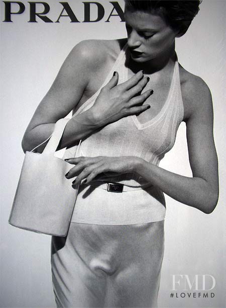 Kristen McMenamy featured in  the Prada advertisement for Spring/Summer 1995
