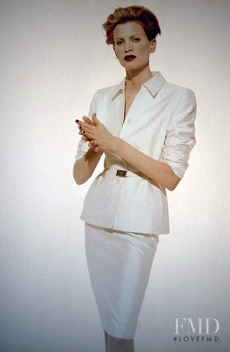 Kristen McMenamy featured in  the Prada advertisement for Spring/Summer 1995