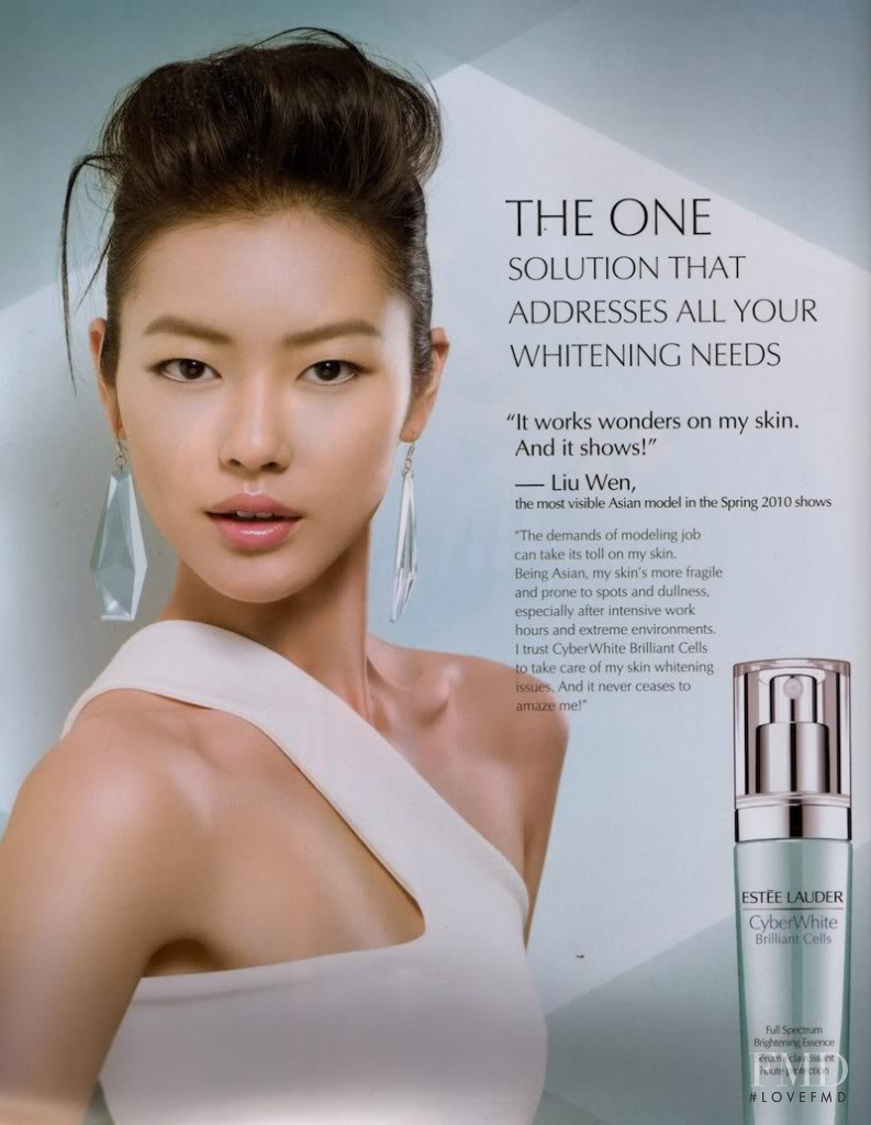 Liu Wen featured in  the Estée Lauder advertisement for Spring/Summer 2011