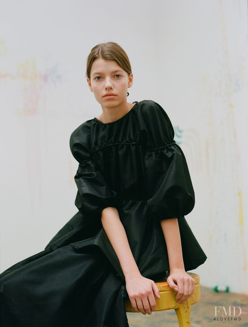 Mathilde Henning featured in  the Cecilie Bahnsen advertisement for Pre-Fall 2018