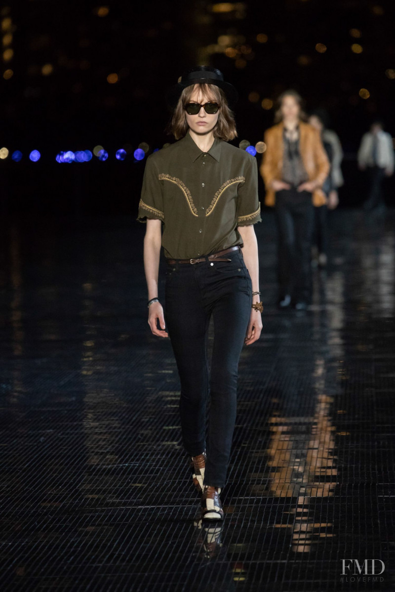 Fran Summers featured in  the Saint Laurent fashion show for Spring/Summer 2019