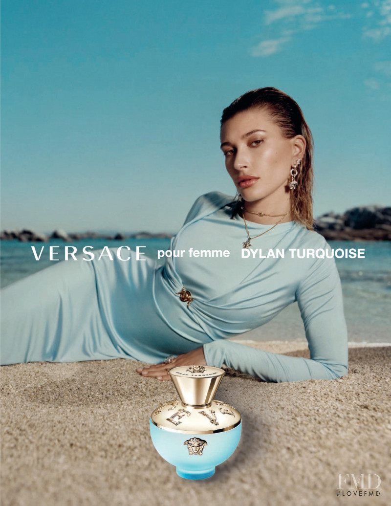 Hailey Baldwin Bieber featured in  the Versace Fragrance advertisement for Autumn/Winter 2020