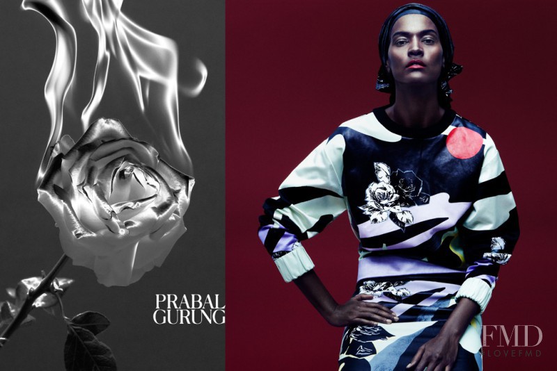 Liya Kebede featured in  the Prabal Gurung advertisement for Spring/Summer 2014