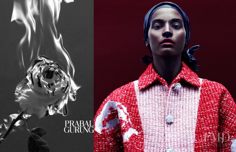 Liya Kebede featured in  the Prabal Gurung advertisement for Spring/Summer 2014