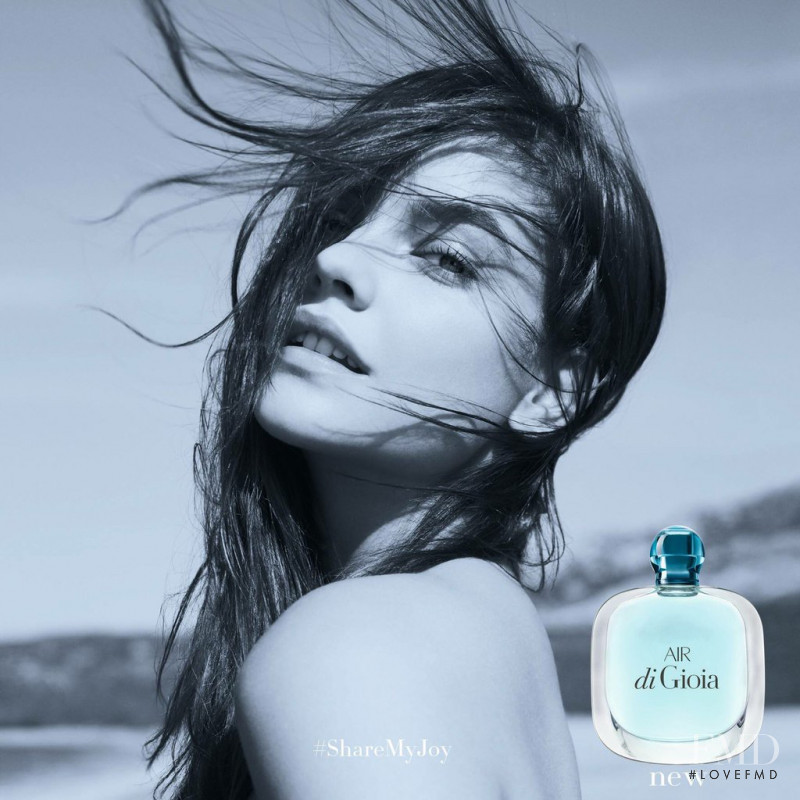 Barbara Palvin featured in  the Armani Beauty Air Di Gioia advertisement for Spring/Summer 2016