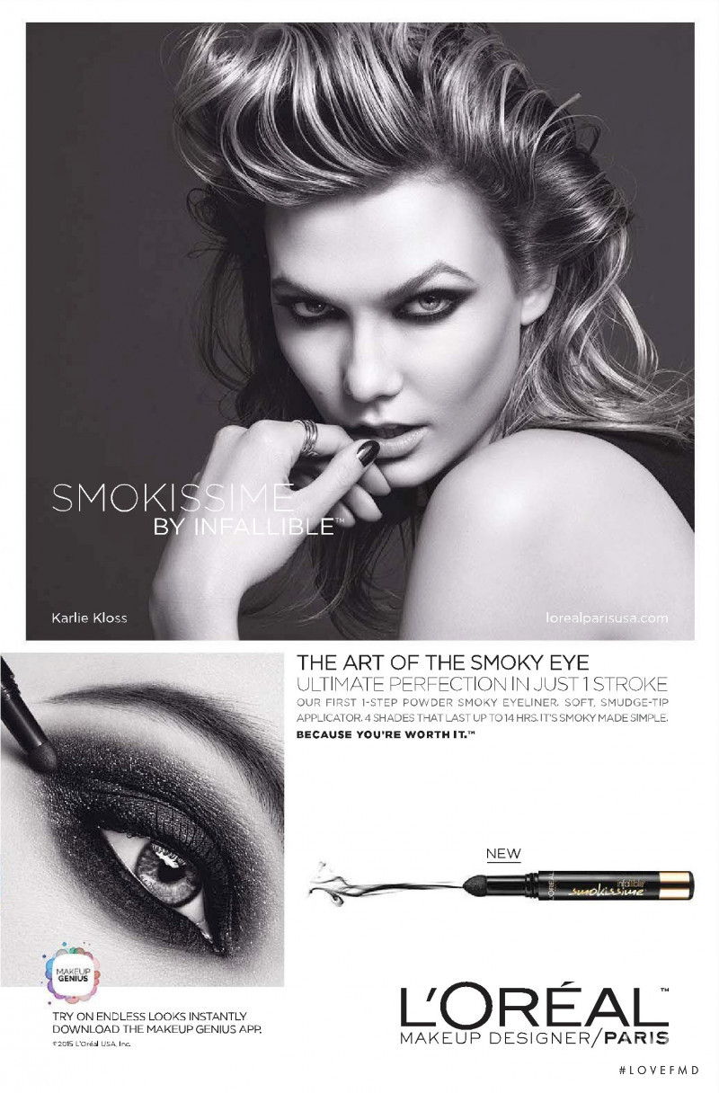 Karlie Kloss featured in  the L\'Oreal Paris Infallible Collection advertisement for Spring/Summer 2015