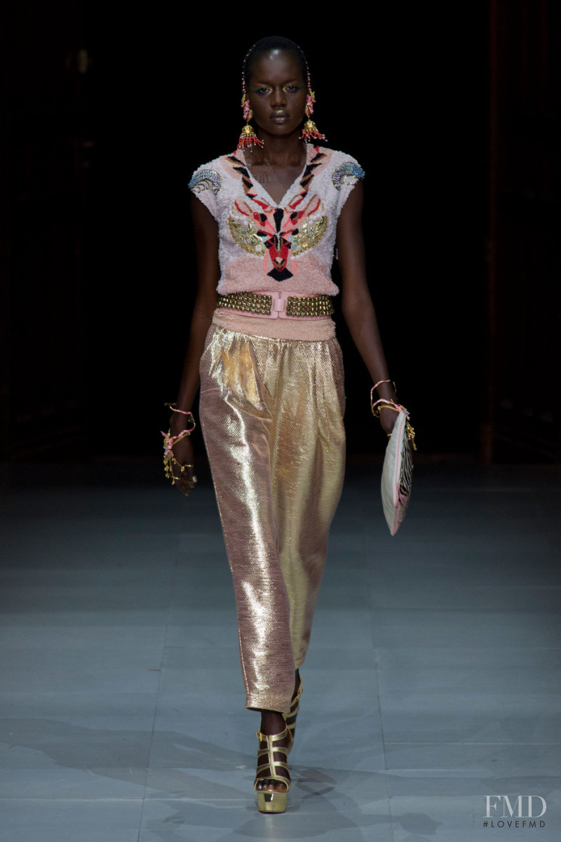 Ajak Deng featured in  the Manish Arora fashion show for Spring/Summer 2013