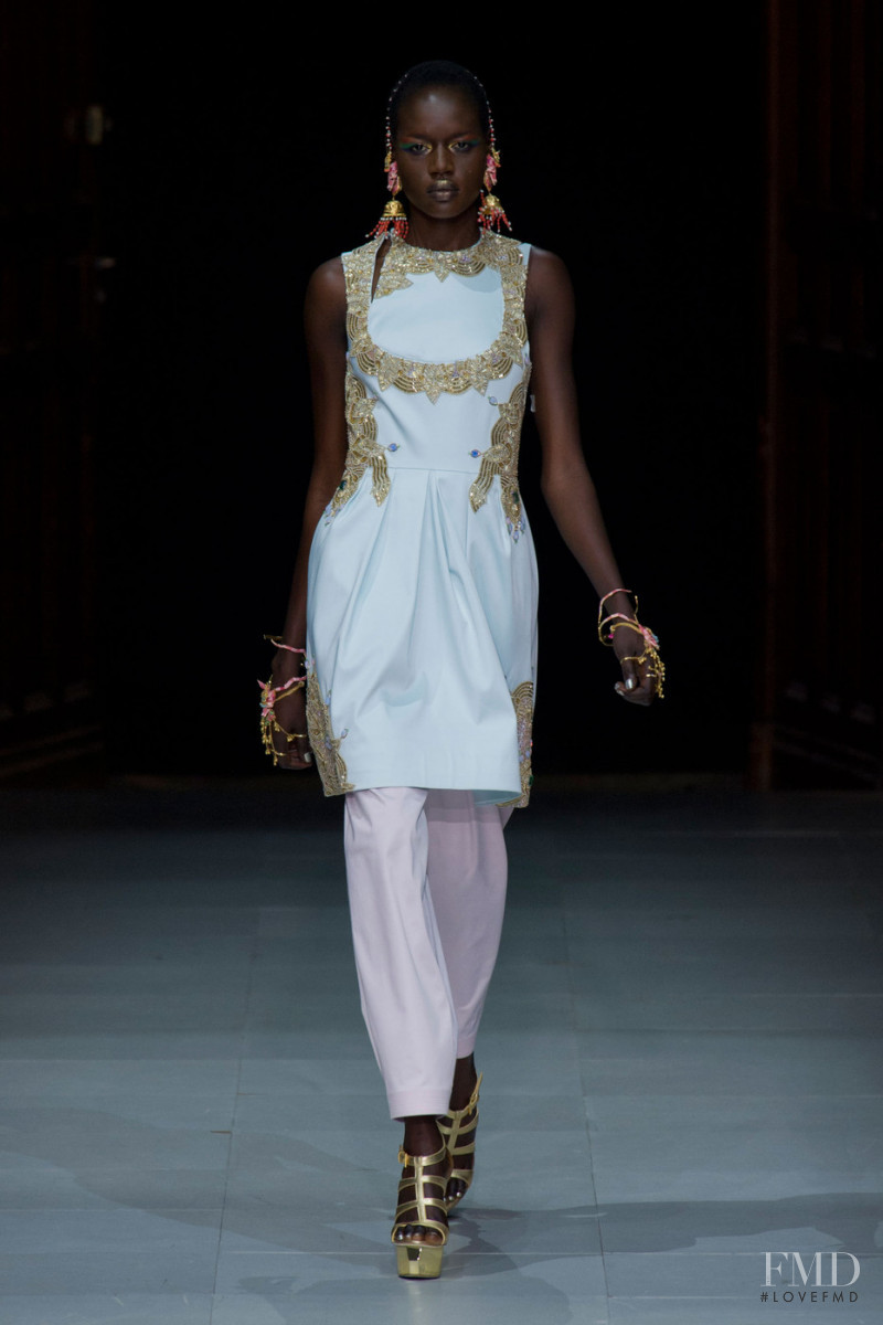 Ajak Deng featured in  the Manish Arora fashion show for Spring/Summer 2013