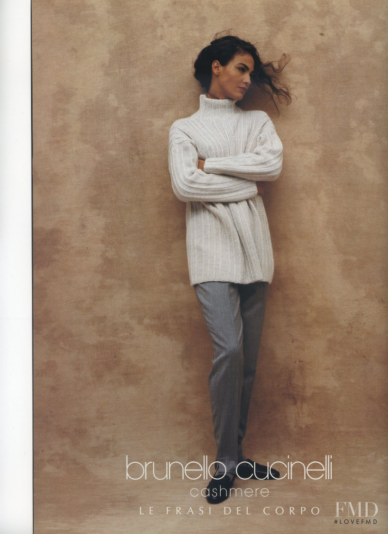 Ines Sastre featured in  the Brunello Cucinelli advertisement for Fall 1990