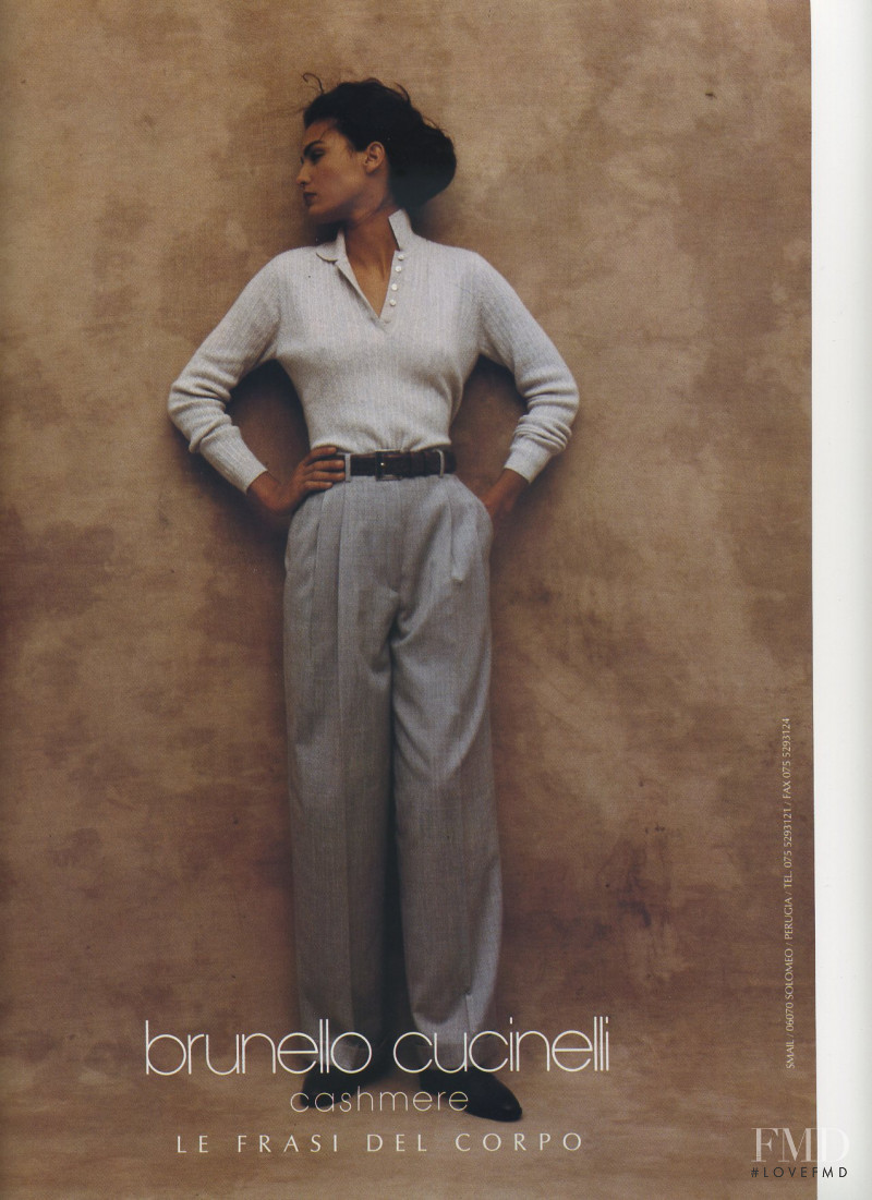 Ines Sastre featured in  the Brunello Cucinelli advertisement for Fall 1990