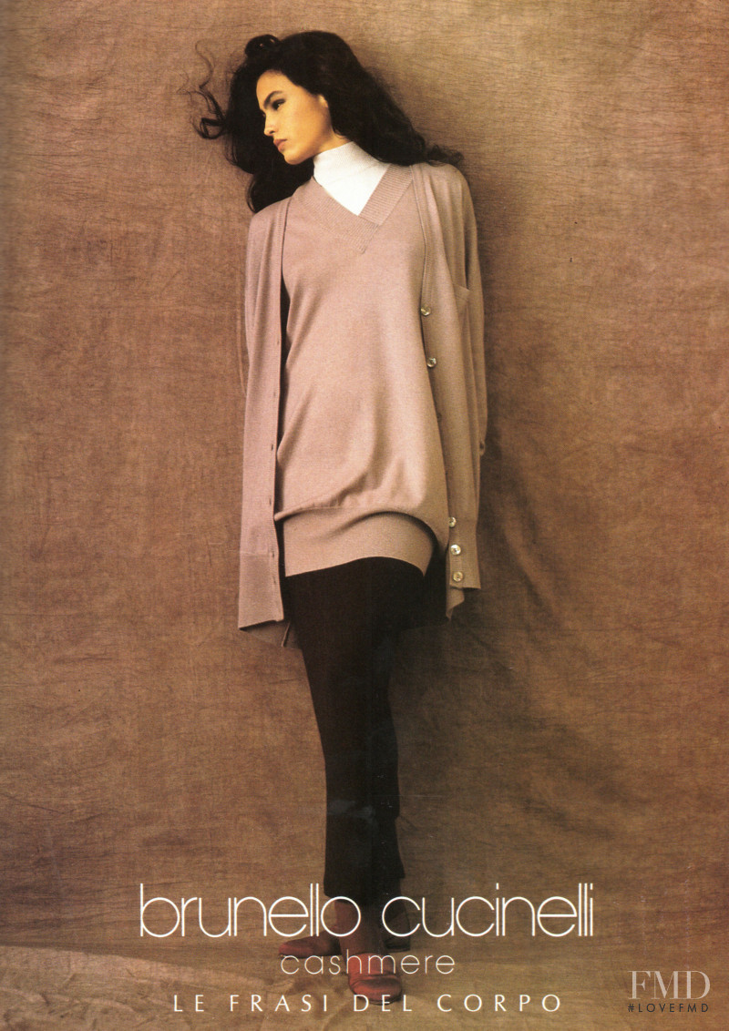 Ines Sastre featured in  the Brunello Cucinelli advertisement for Fall 1990
