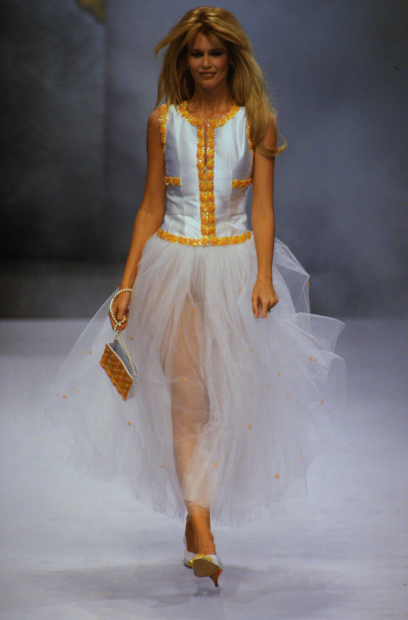 Claudia Schiffer featured in  the Chanel fashion show for Spring/Summer 1996