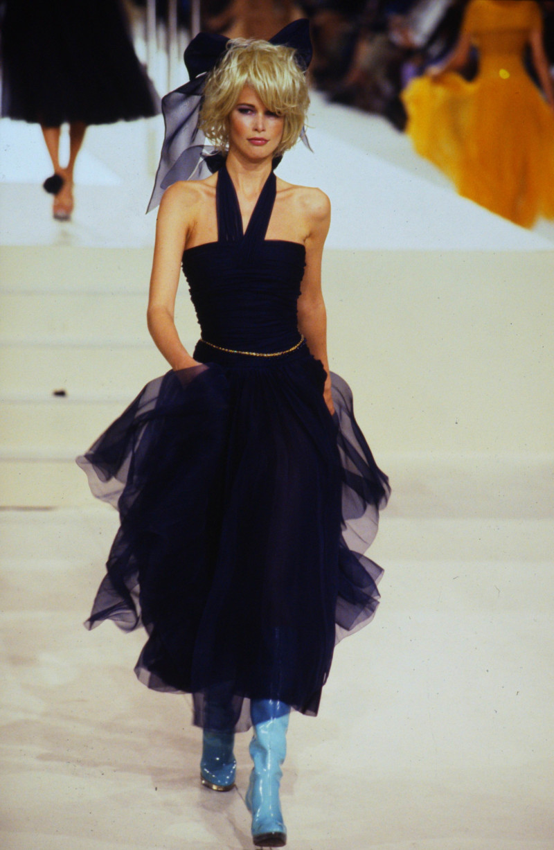 Claudia Schiffer featured in  the Chanel fashion show for Spring/Summer 1997