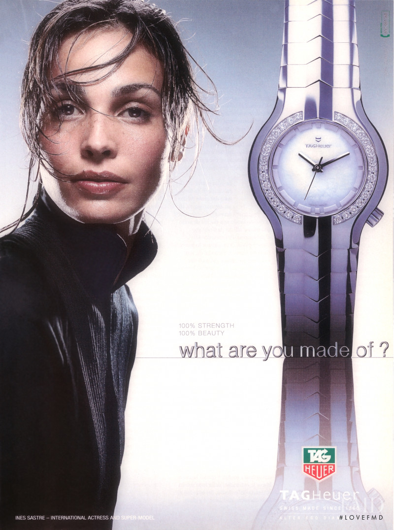Ines Sastre featured in  the Tag Heuer advertisement for Autumn/Winter 2002