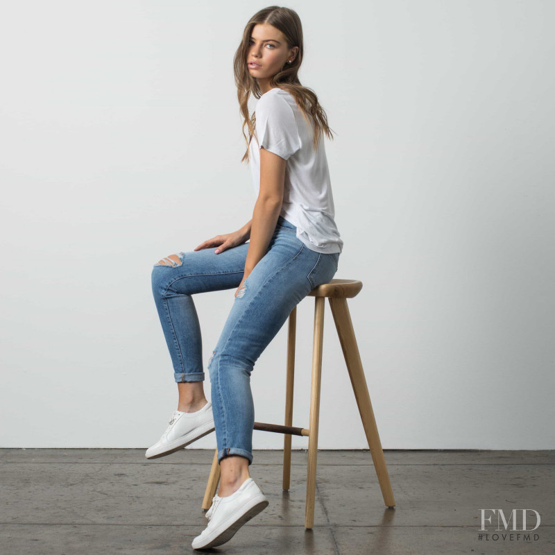 Kate Li featured in  the DSTLD Jeans lookbook for Pre-Fall 2017