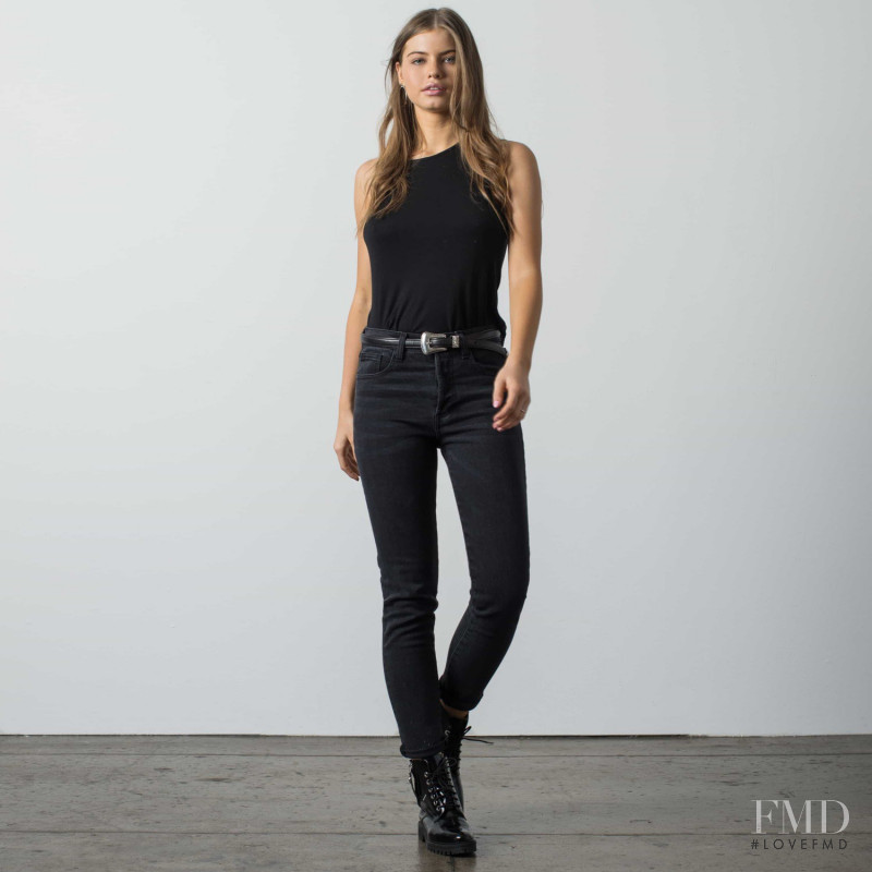 Kate Li featured in  the DSTLD Jeans lookbook for Pre-Fall 2017