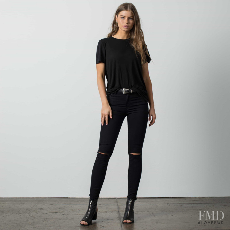 Kate Li featured in  the DSTLD Jeans lookbook for Pre-Fall 2017