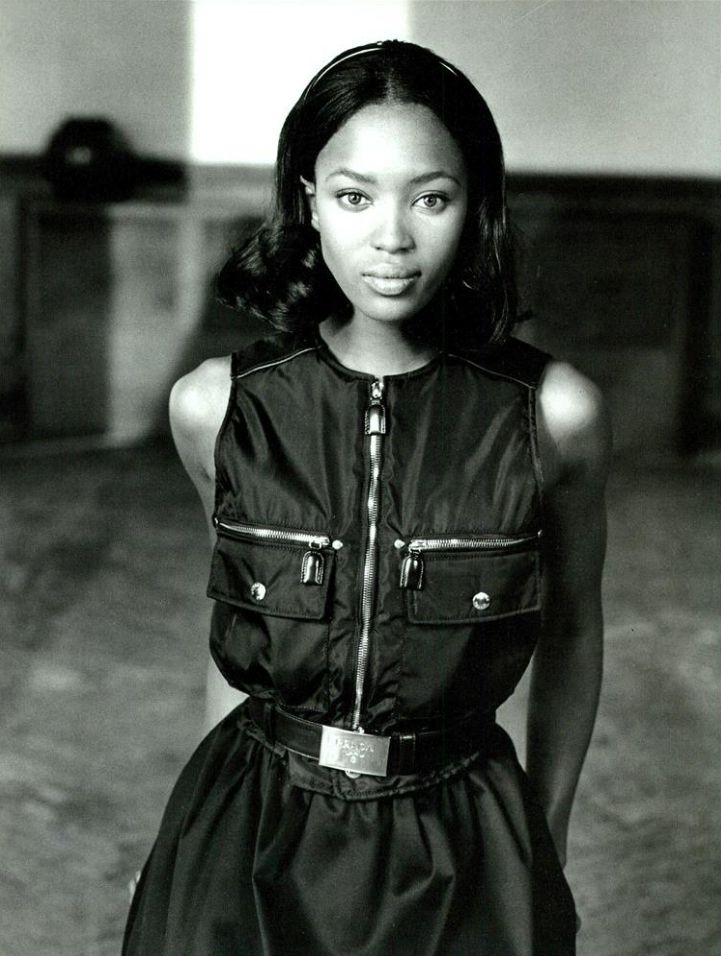 Naomi Campbell featured in  the Prada advertisement for Autumn/Winter 1994