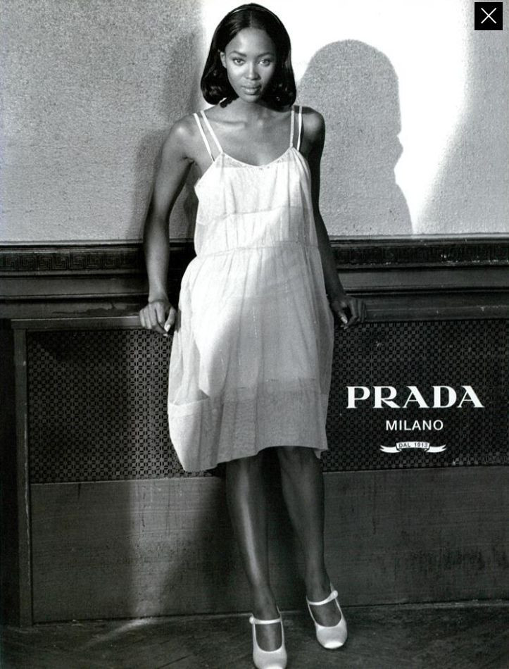 Naomi Campbell featured in  the Prada advertisement for Autumn/Winter 1994