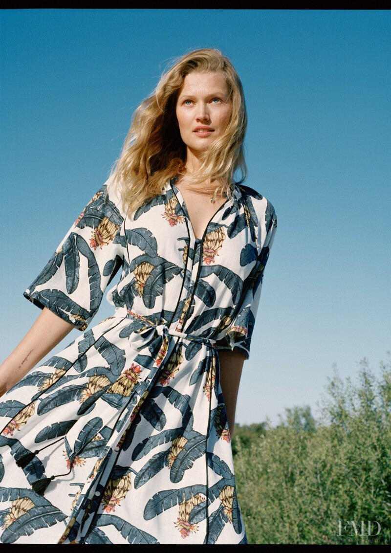 Toni Garrn featured in  the H&M x Desmond & Dempsey advertisement for Spring/Summer 2020