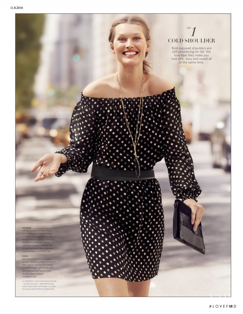 Toni Garrn featured in  the White House|Black Market lookbook for Fall 2016