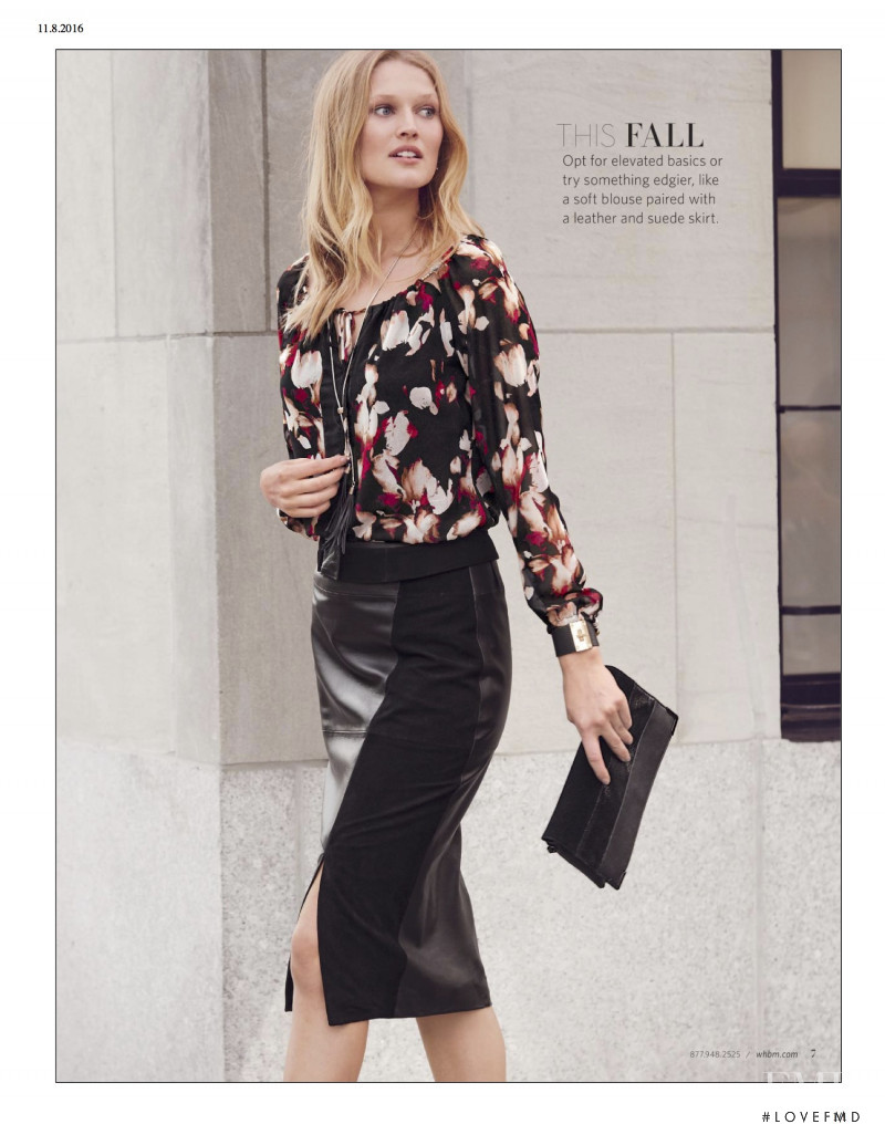 Toni Garrn featured in  the White House|Black Market lookbook for Fall 2016