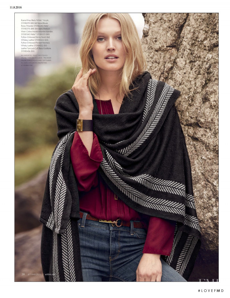 Toni Garrn featured in  the White House|Black Market lookbook for Fall 2016